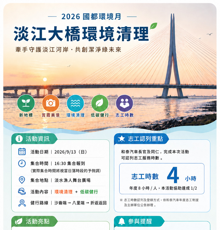 2026國都環境月 淡江大橋環境清理| TOYOTA TAIWAN